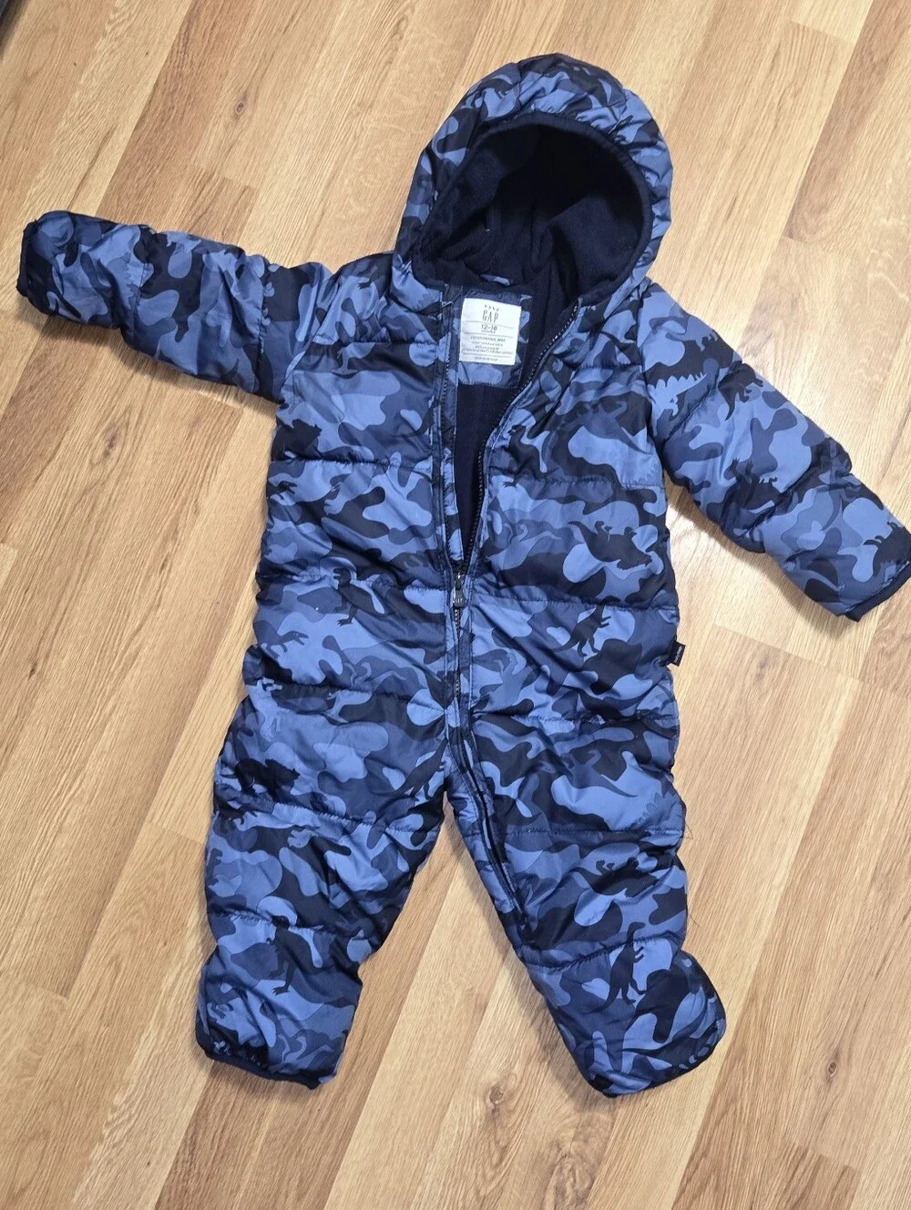 GAP Blue Camo Hooded One-Piece Snowsuit
